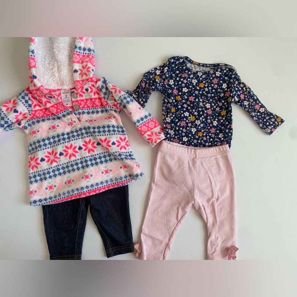 Floral and Patterned Baby Winter Outfit Set Carter’s 3months